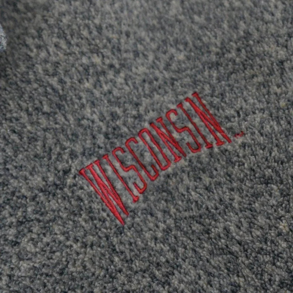 Vintage Gear for  Sports Wisconsin Brown Grey Zip Up Fleece Sweater Size XXL - Picture 10 of 11